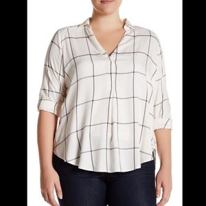 NWT Lush windowpane woven shirt